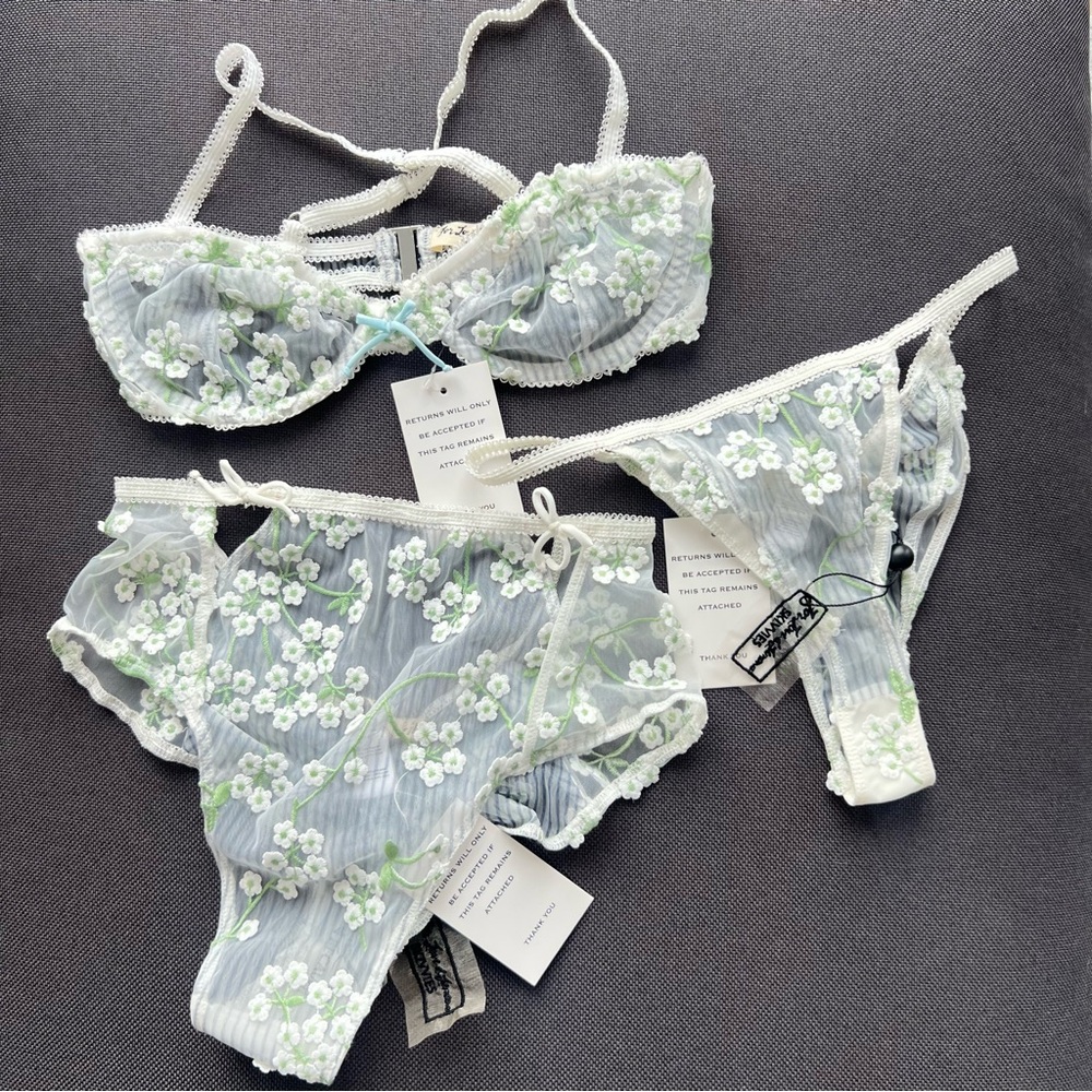 NWT Super RARE - For Love And Lemons Skivvies Pastille 3 Piece Set